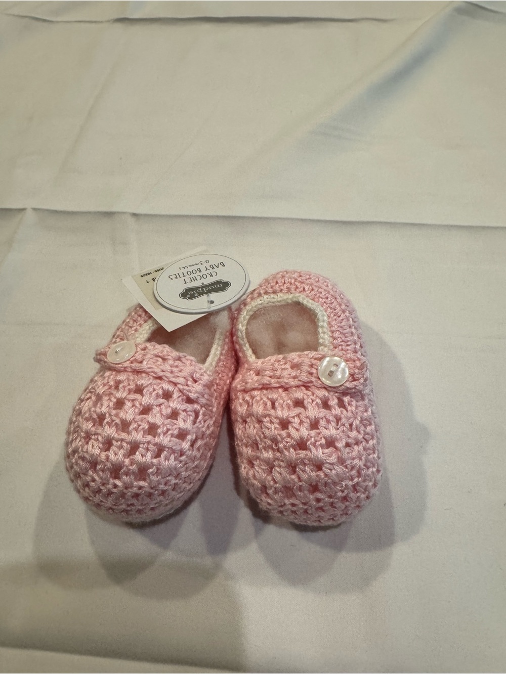 Mud Pie Pink Crochet NB Booties NWT